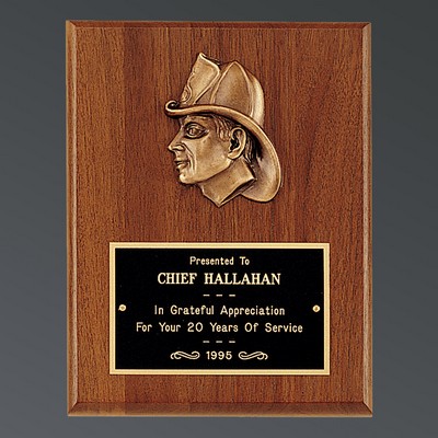 Genuine American Walnut Rectangle Plaque, Firefighter Relief, Medium (8"x10")