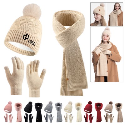 Adult Winter Acrylic Fibers Beanie Scarf Set