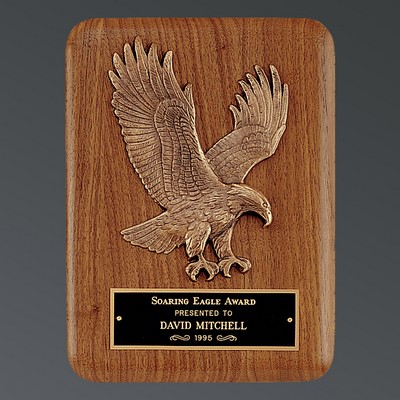 Genuine American Walnut Rounded Corner with Detailed Eagle Relief Casting, Large (9"x12")