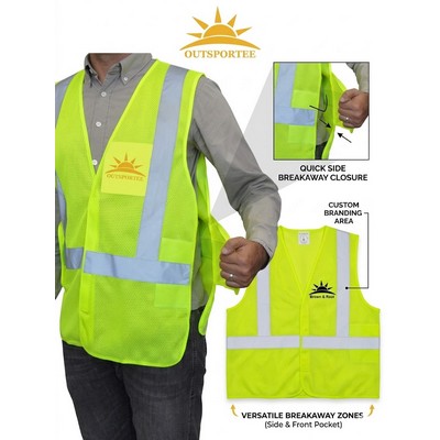 Flame Resistant Breakaway mesh Safety Vest with Reflective Strips